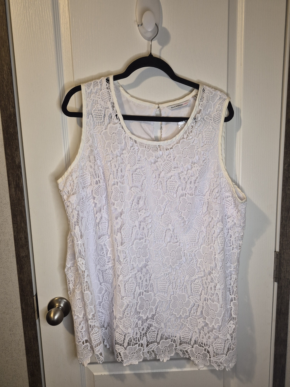 Isaac Mizrahi Live! Floral Lace Sleeveless Lined Top Cruise Beach Pool Summer 1X